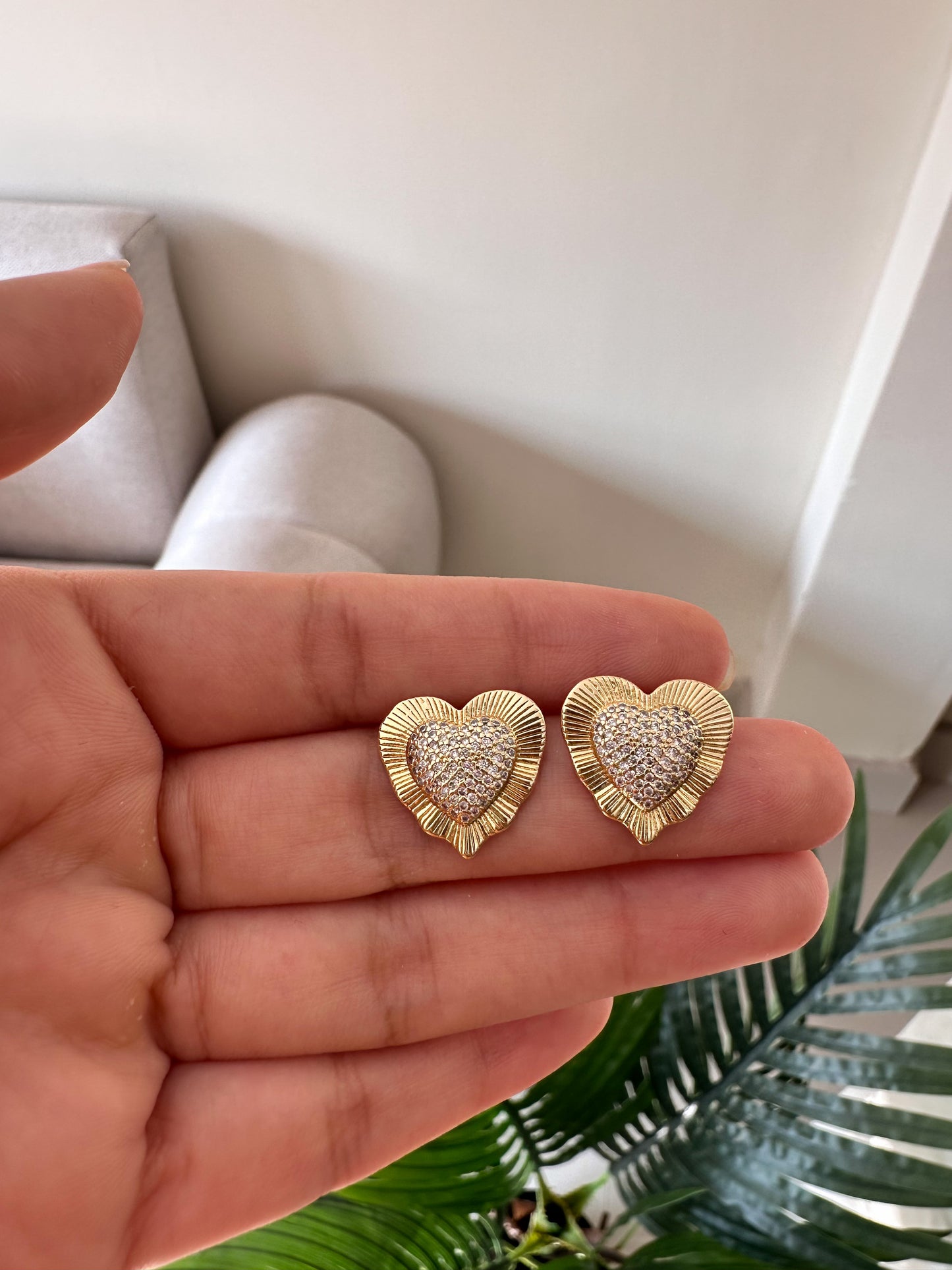 Aretes maxi corazón brillos