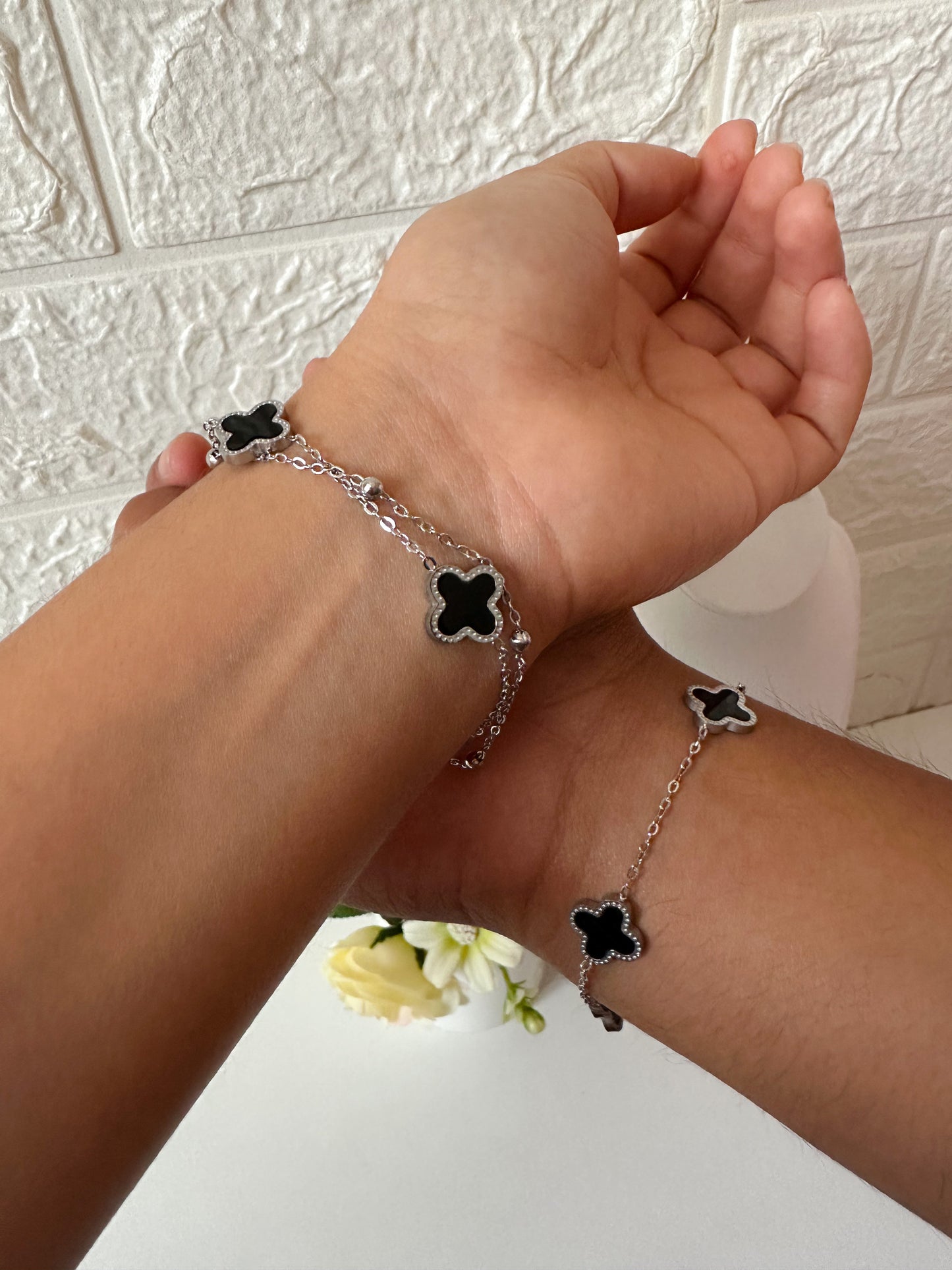 Pulseras tréboles compartir plateadas