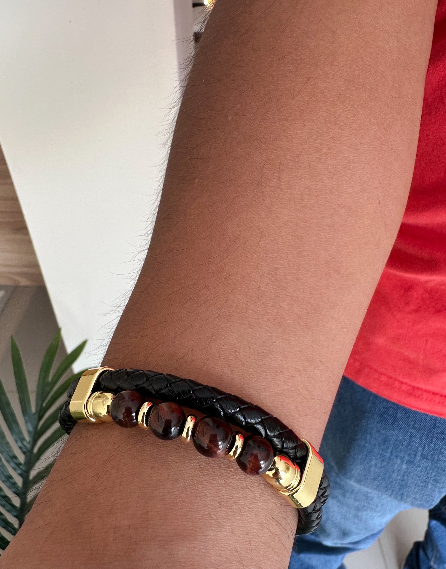 Pulsera cuero piedras