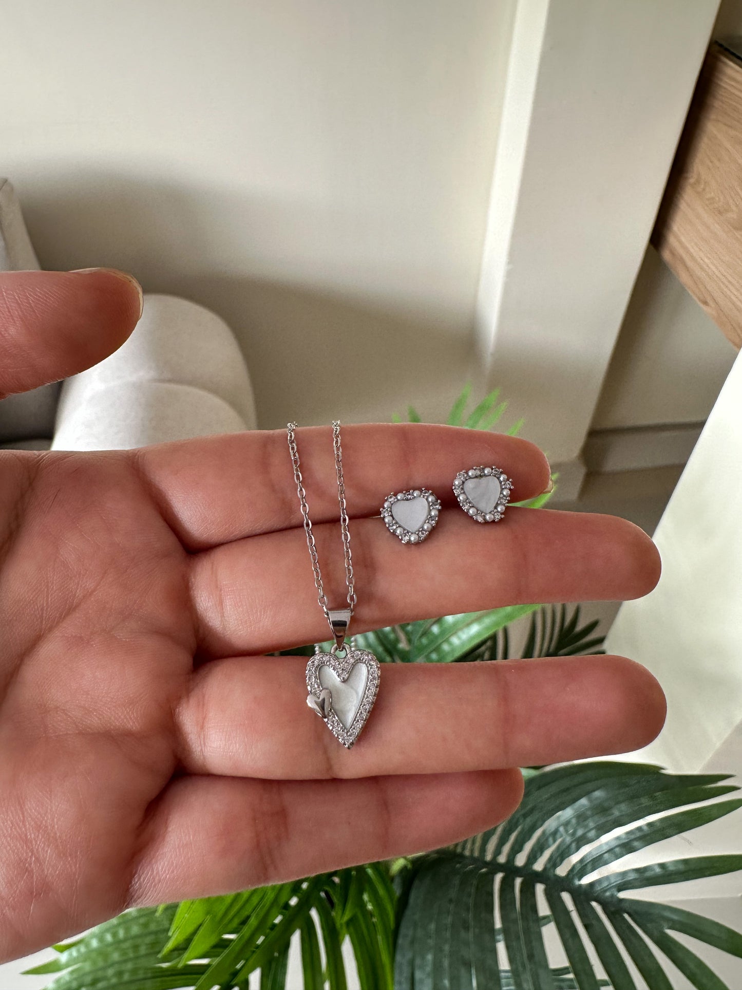 Ser corazones plateado