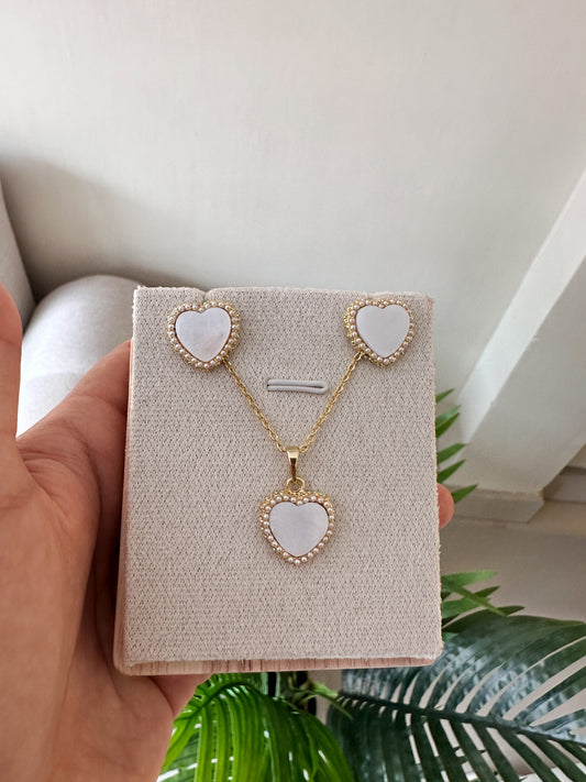 Set corazones blancos