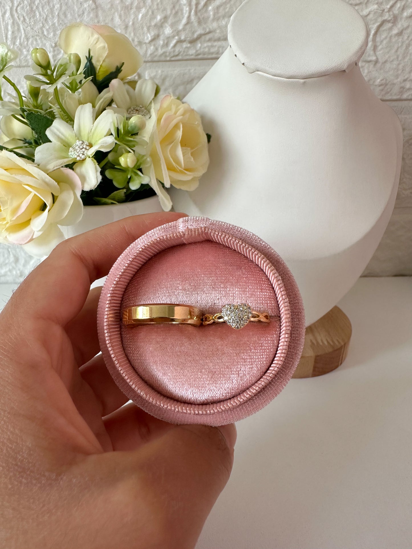 Anillos corazón brillante compartir