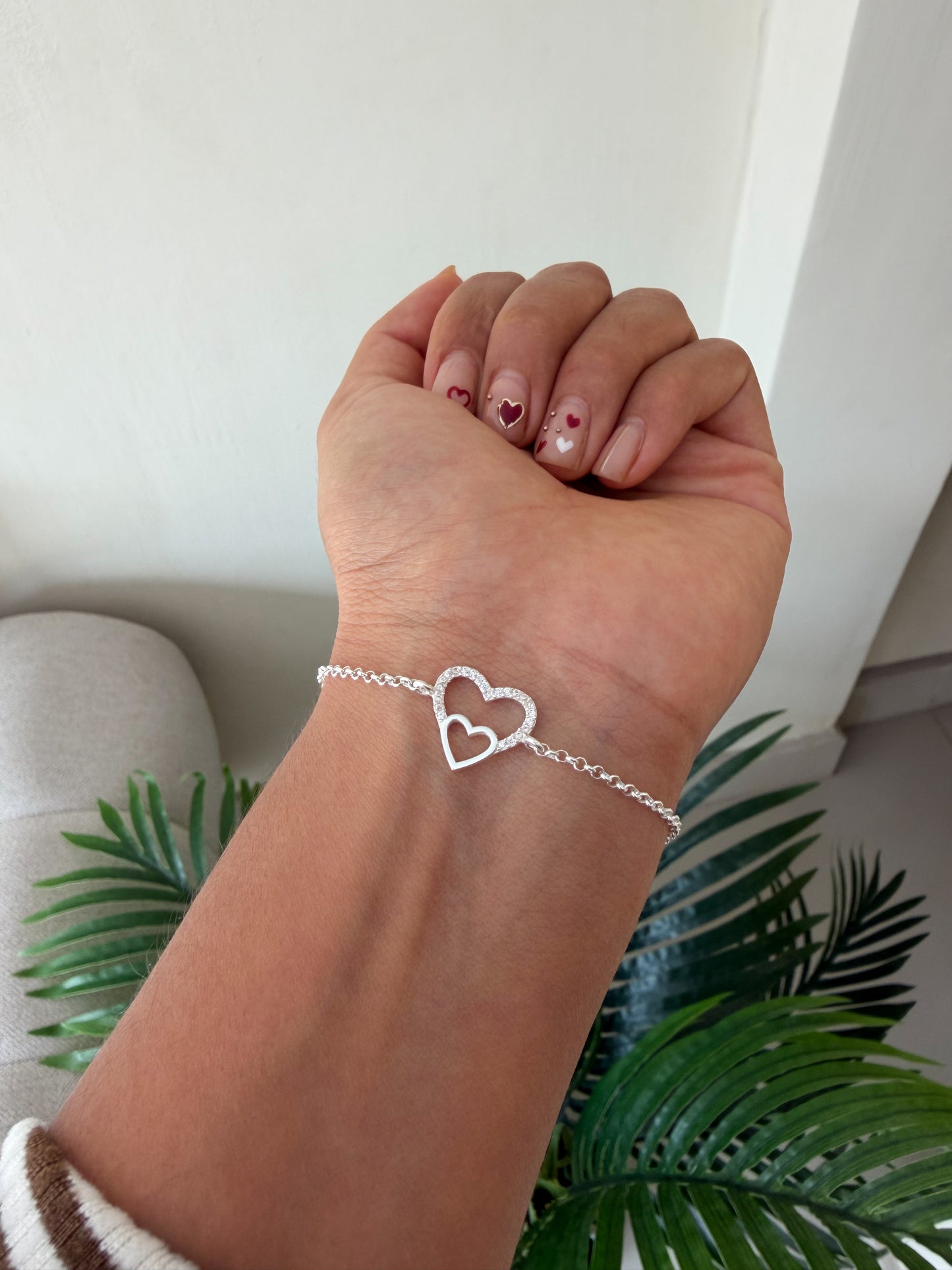 Pulsera doble corazón