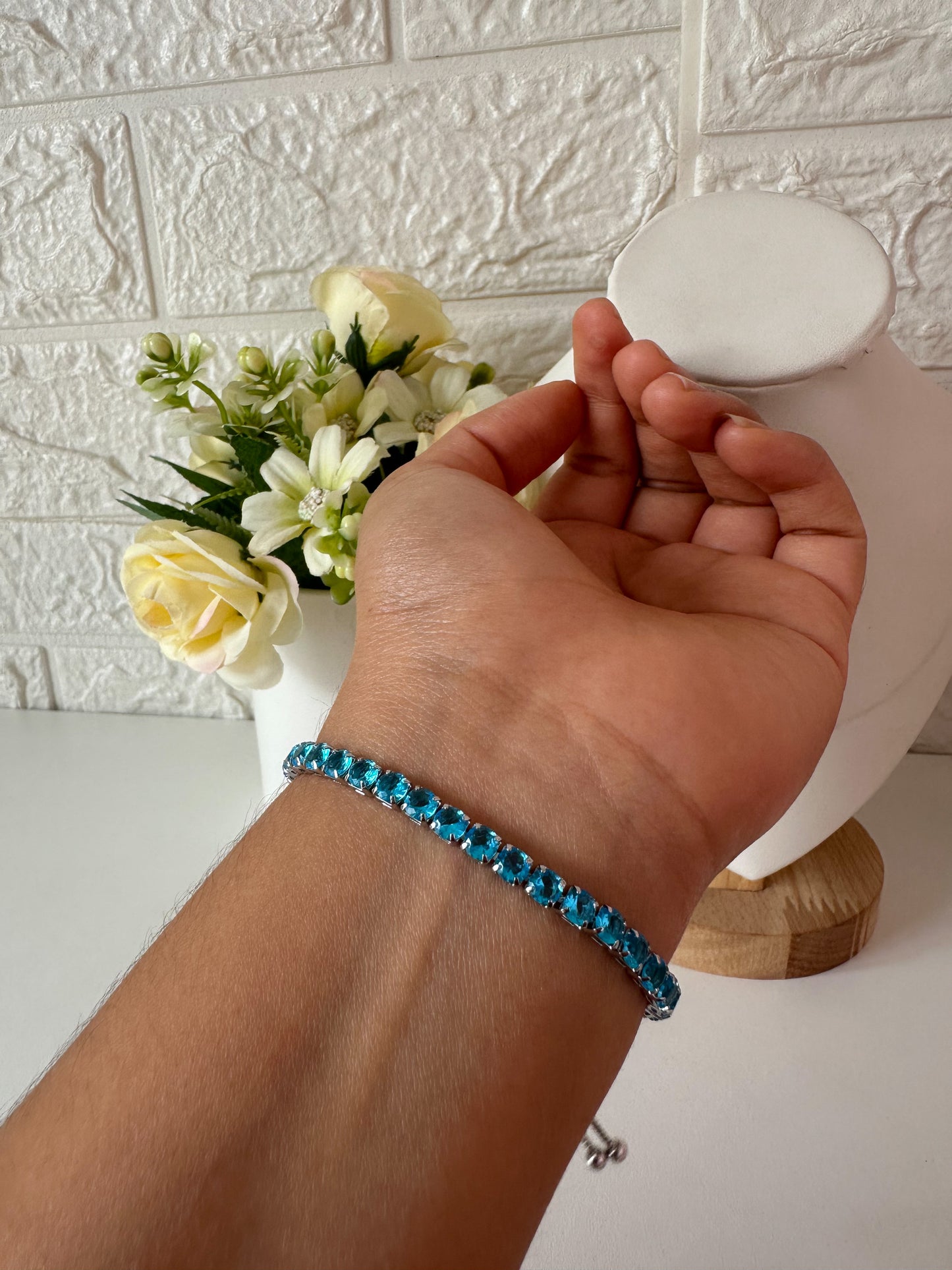 Cristales turquesas plateado