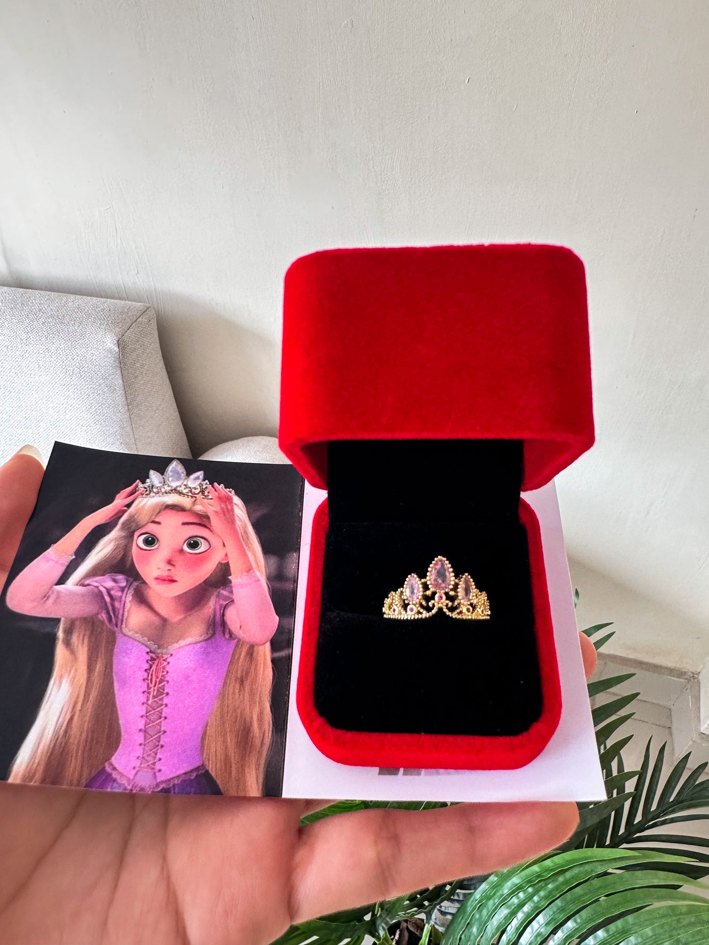 Anillo corona rosa