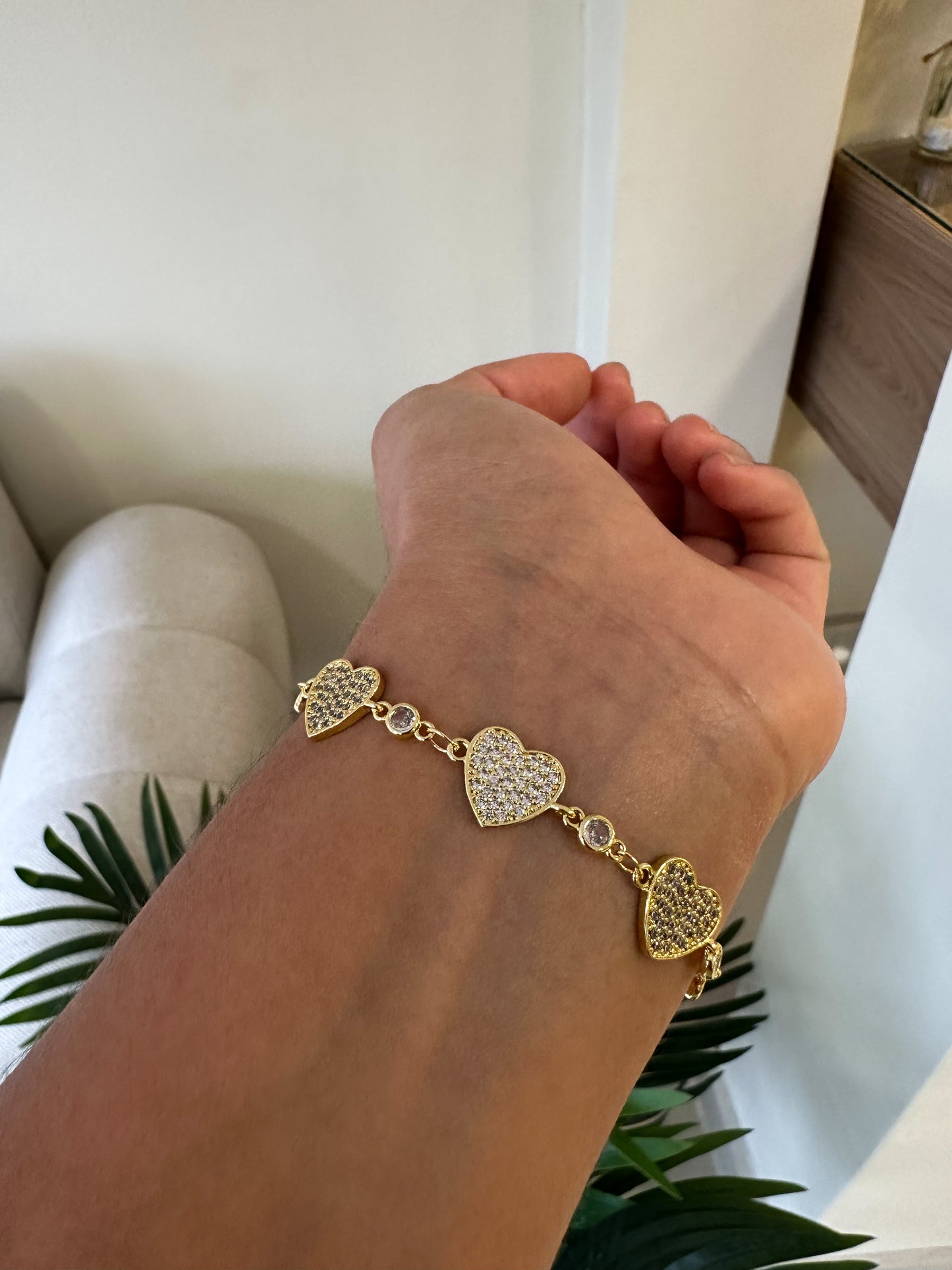 Pulsera corazones gold