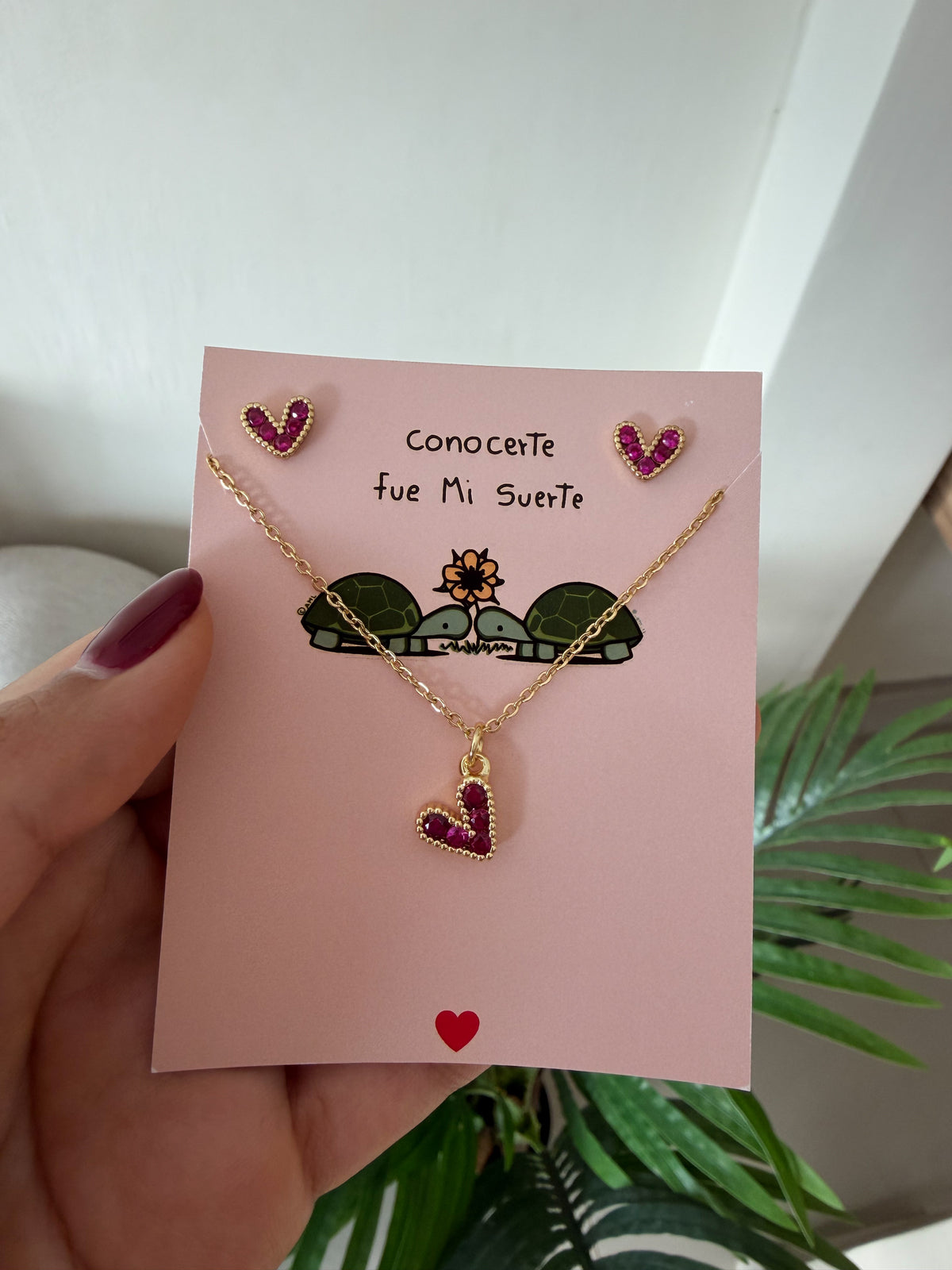 Set corazones brillantes fucsias