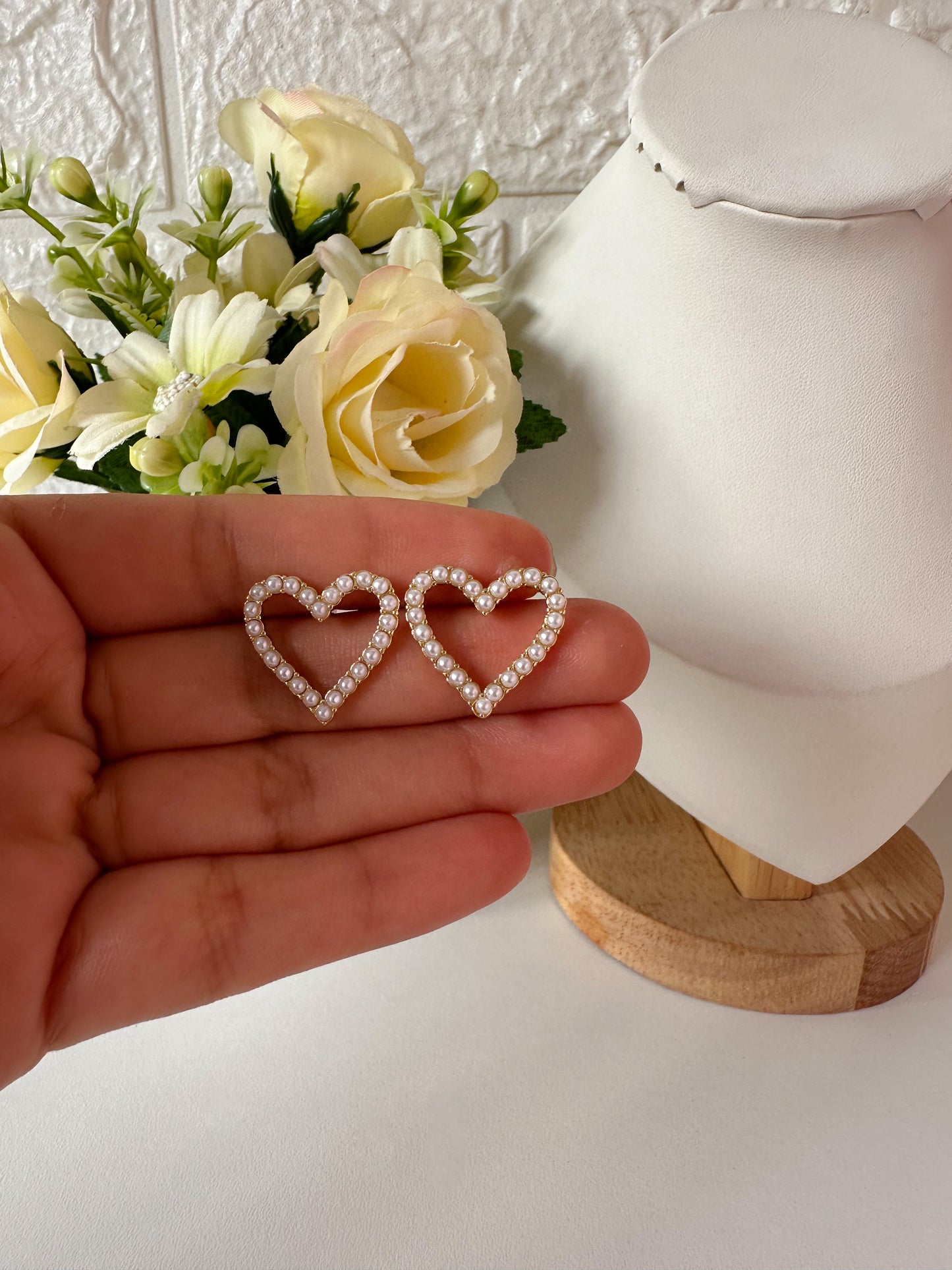 Corazones de perlas grandes