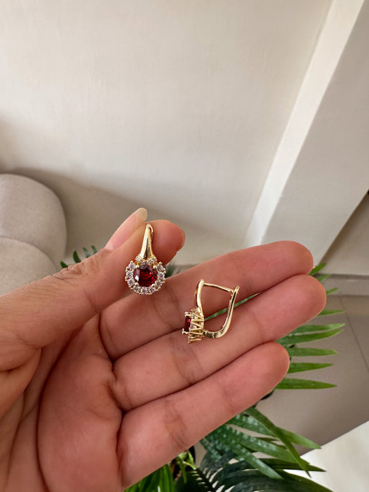 Argollas cristal rojito