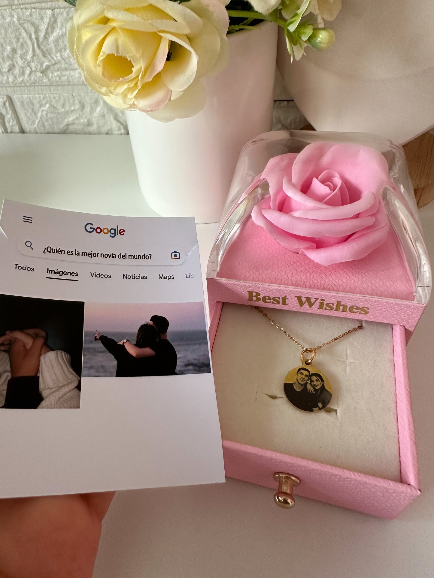 Cadenita amor mío con cofre de flor