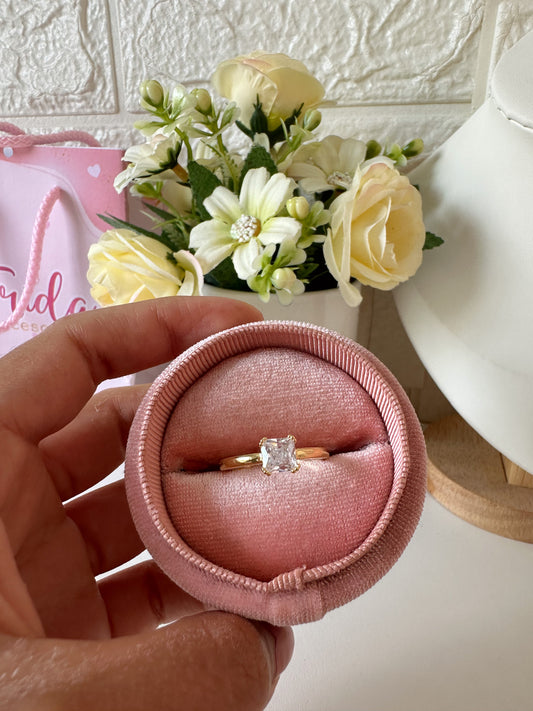 Par de anillo promesa cristal cuadrado