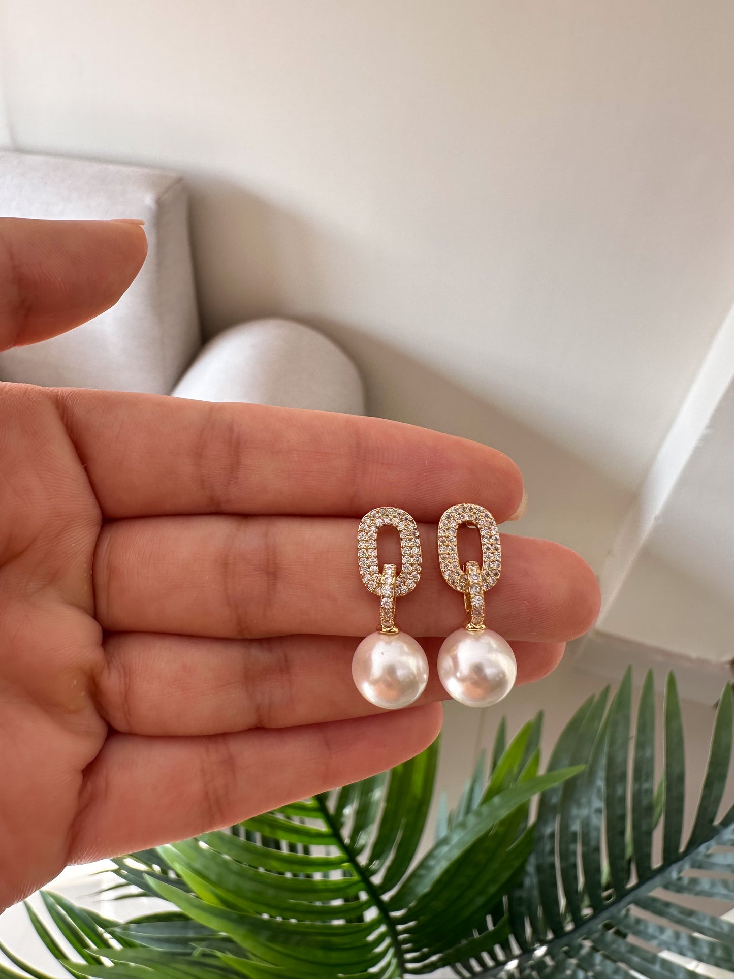 Aretes largos perla