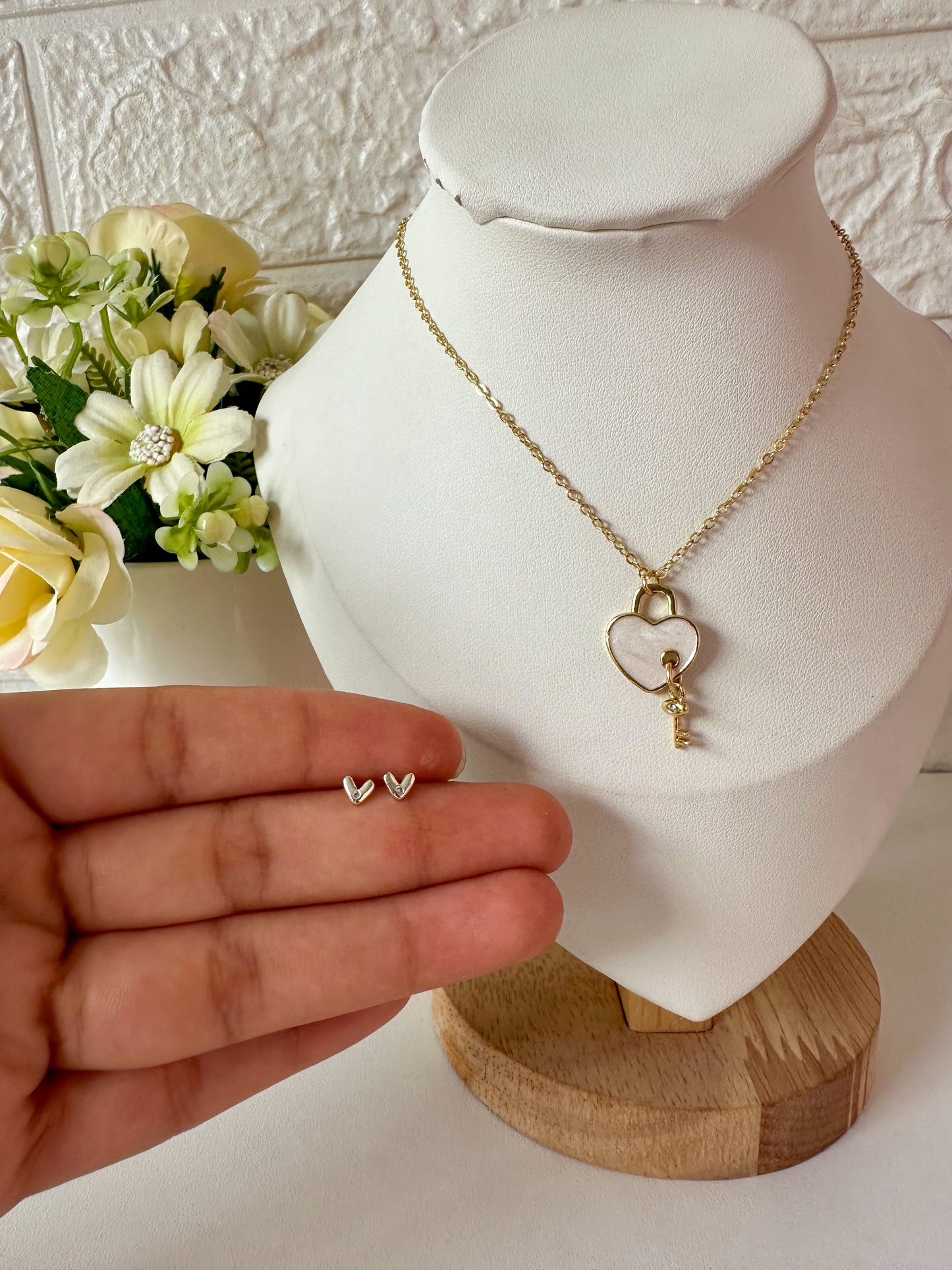 Set corazón llave blanco
