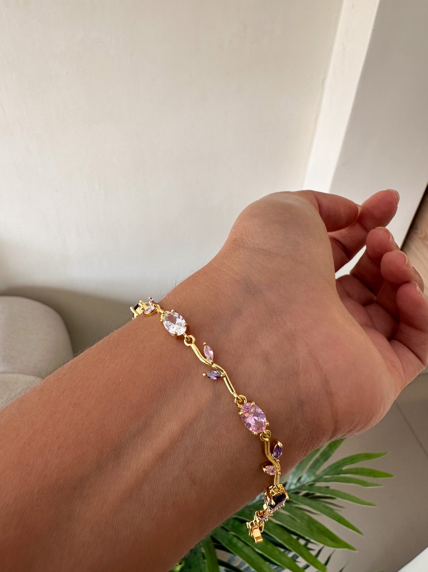 Pulsera jardín de tulipanes rosas