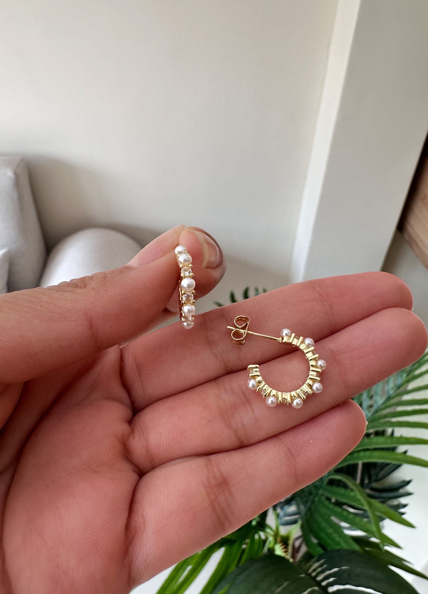 Argollitas brillos perlas