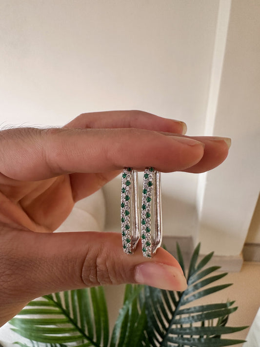 Argollitas rectangulares cristales verdes