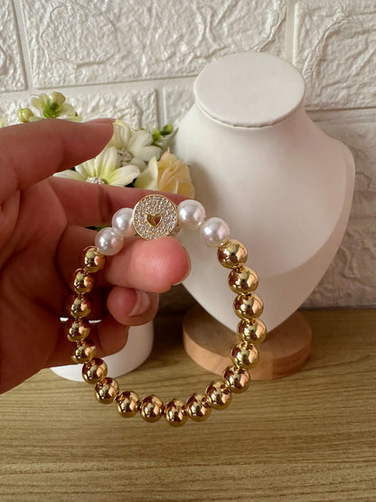 Pulsera balines y perlas