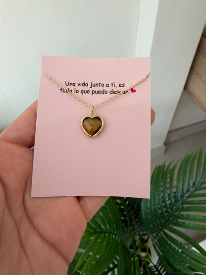 Cadenita corazón piedra oscuro