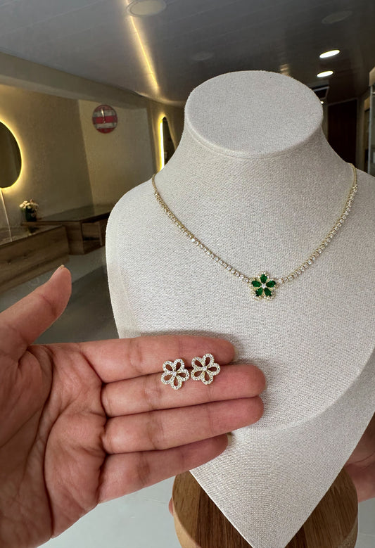 Set brillantes flor esmeralda