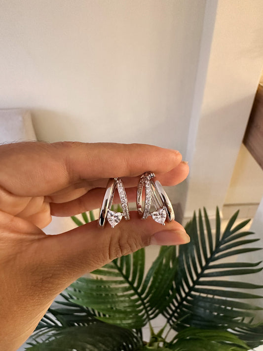 Argollitas corazon de cristal