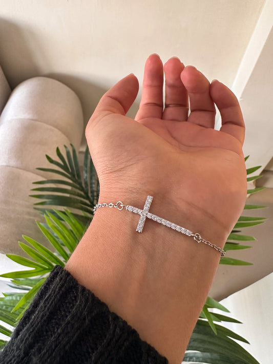 Pulsera cruz brillante
