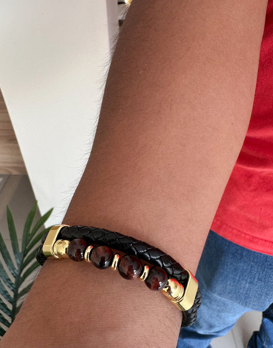 Pulsera cuero piedras
