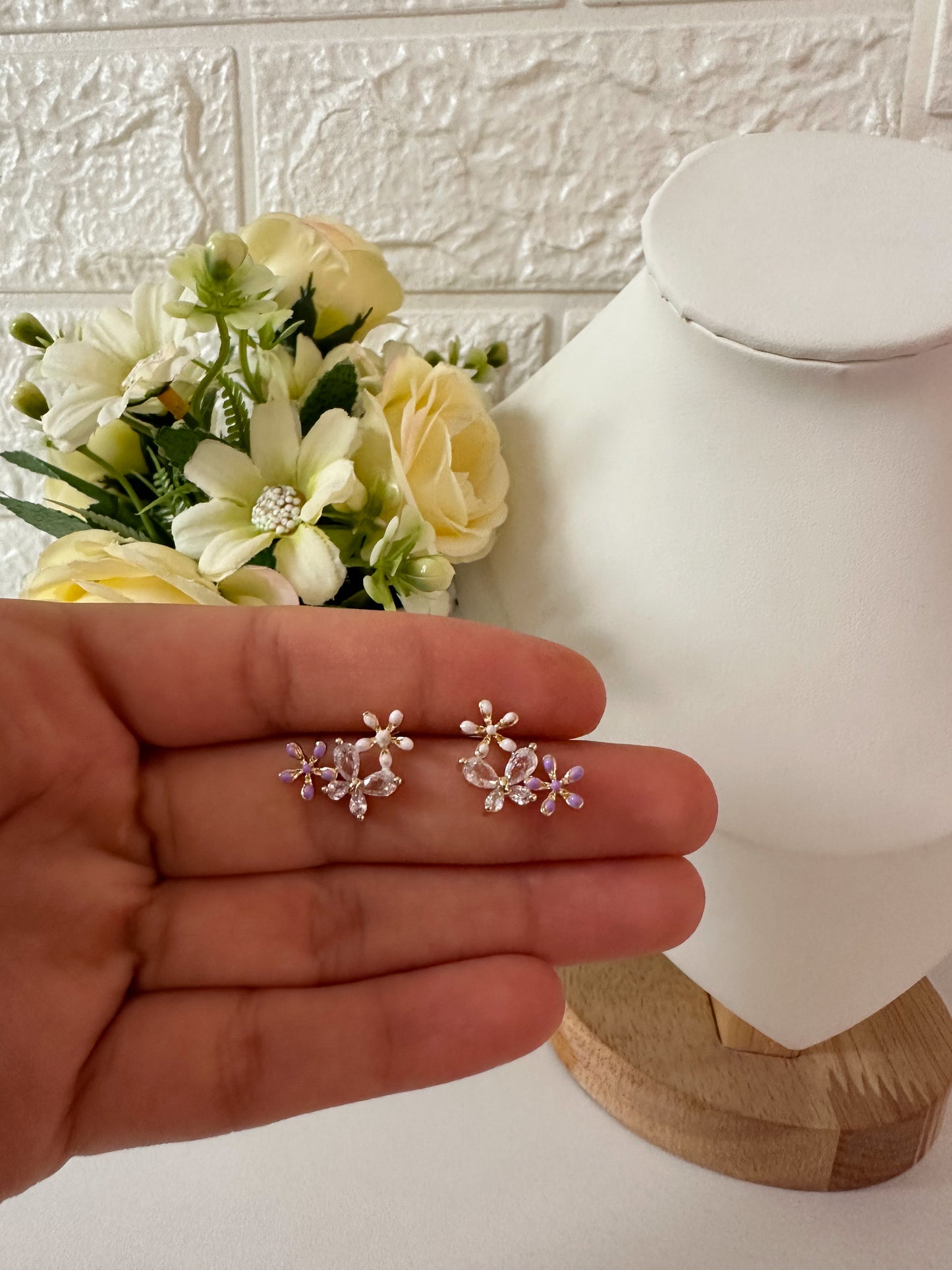 Aretes flores combinadas