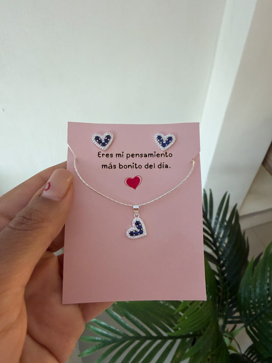 Set corazones azulitos