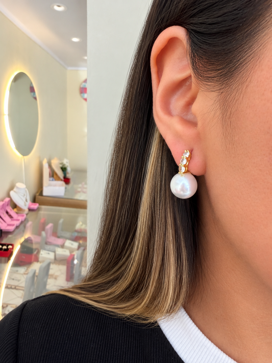 Argollitas perlas brillantes