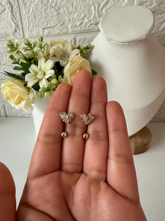 Aretitos dobles corazón