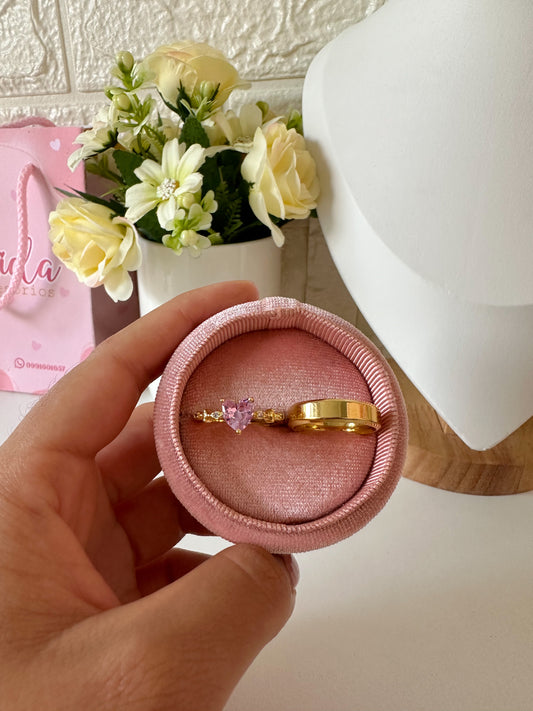 Anillo cristal rosa para compartir