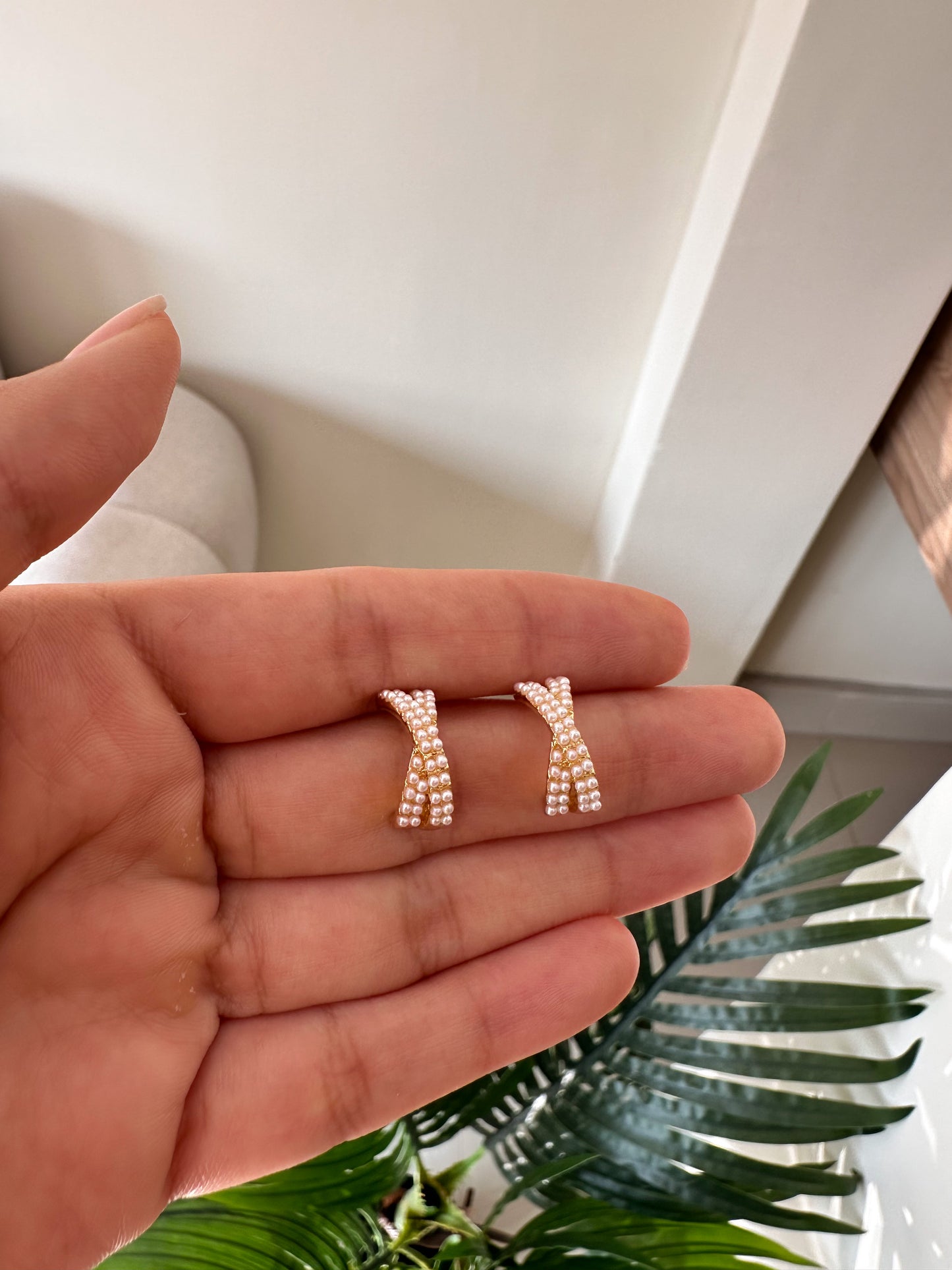 Aretitos perlas tipo argollas