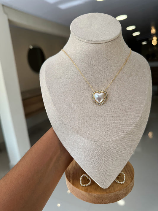 Set corazones perla