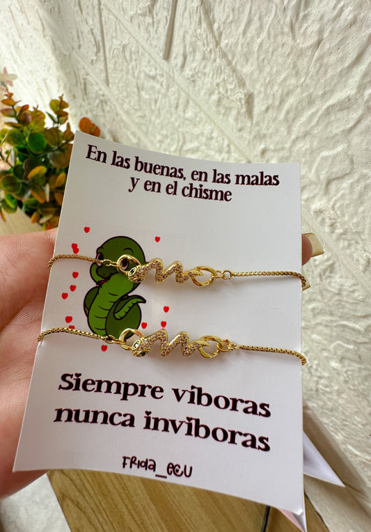 Pulseras culebritas para compartir