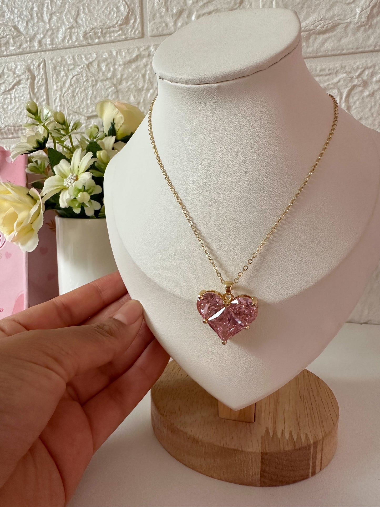 Maxi corazón de cristal rosa