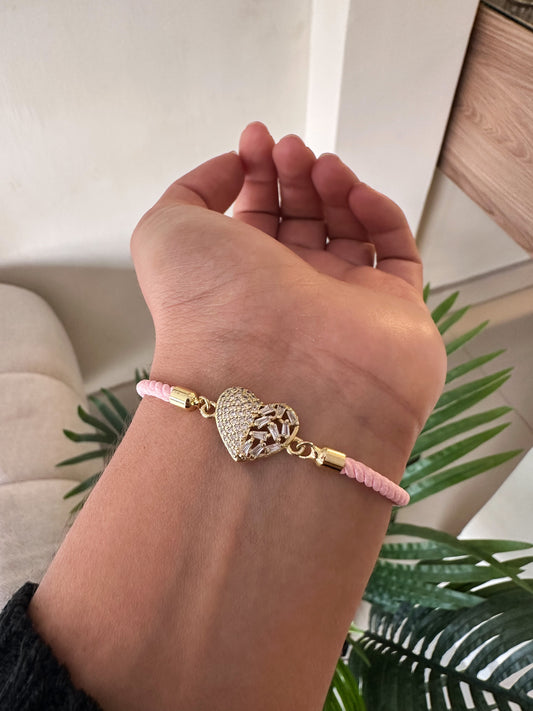 Pulsera corazón brillante