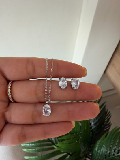 Set cristal ovalado plateado