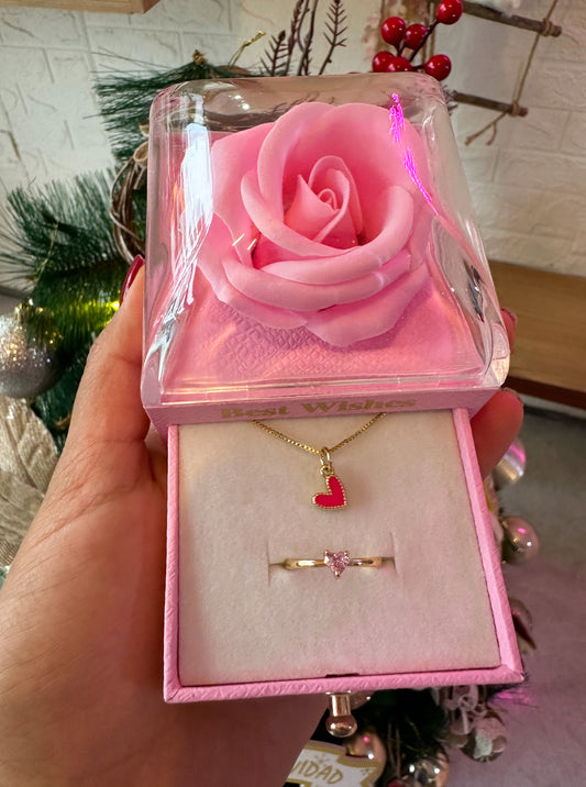 Set rosa con cofre