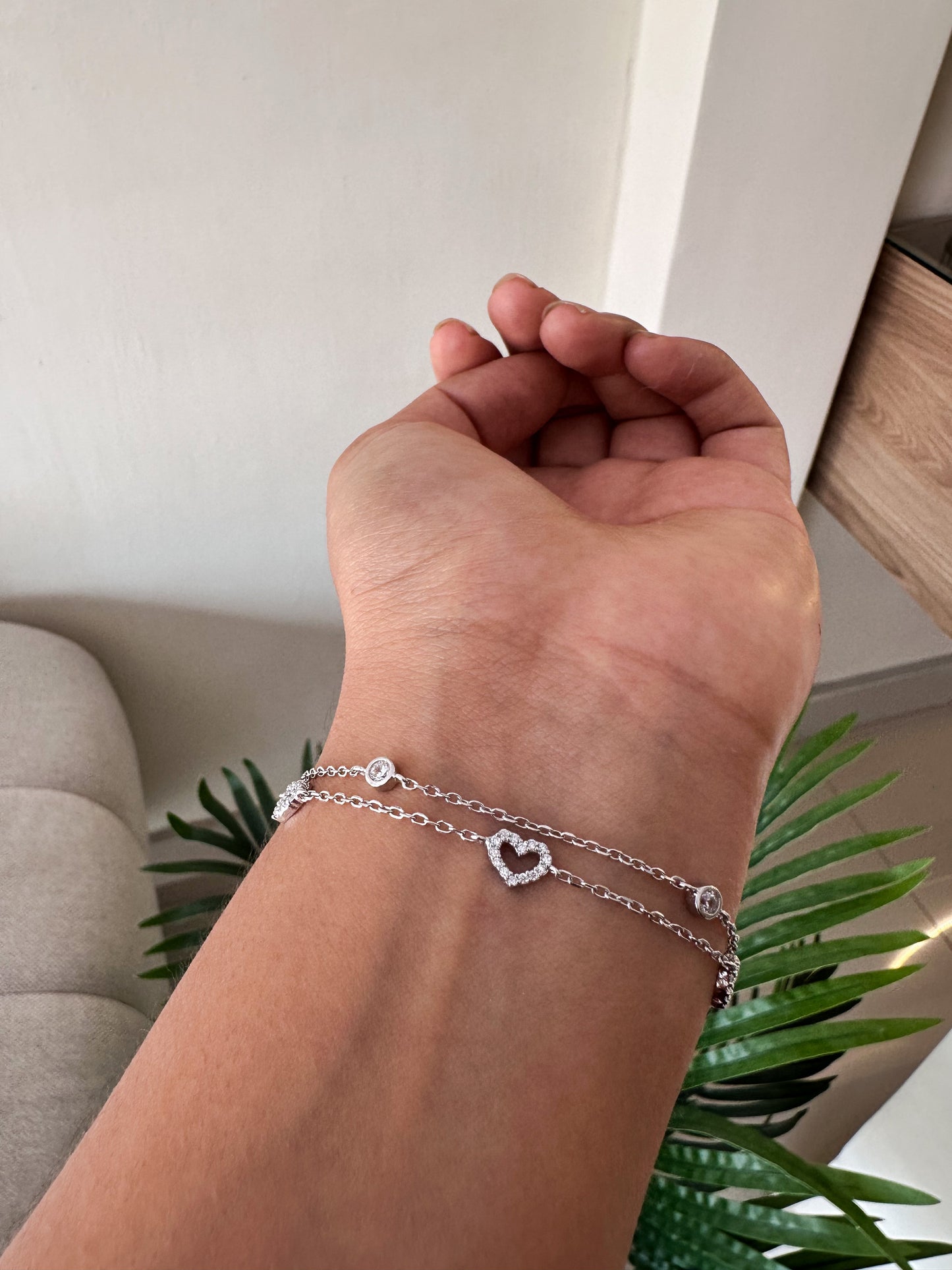 Pulsera doble de corazón