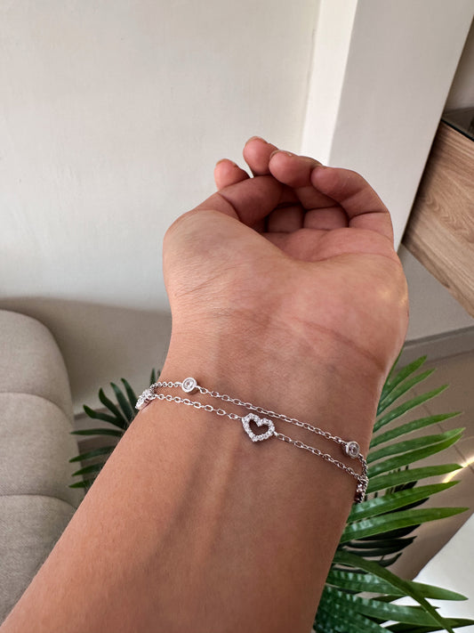 Pulsera doble de corazón
