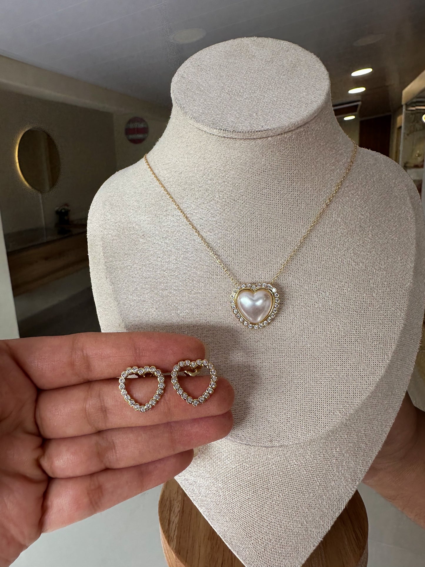 Set corazones perla