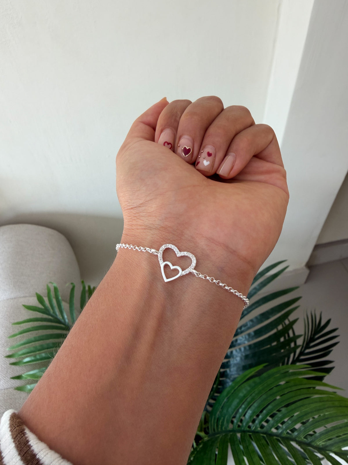 Pulsera doble corazón