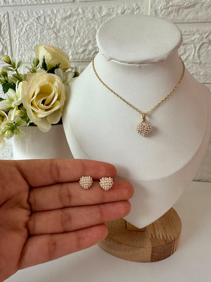Set corazones perlas