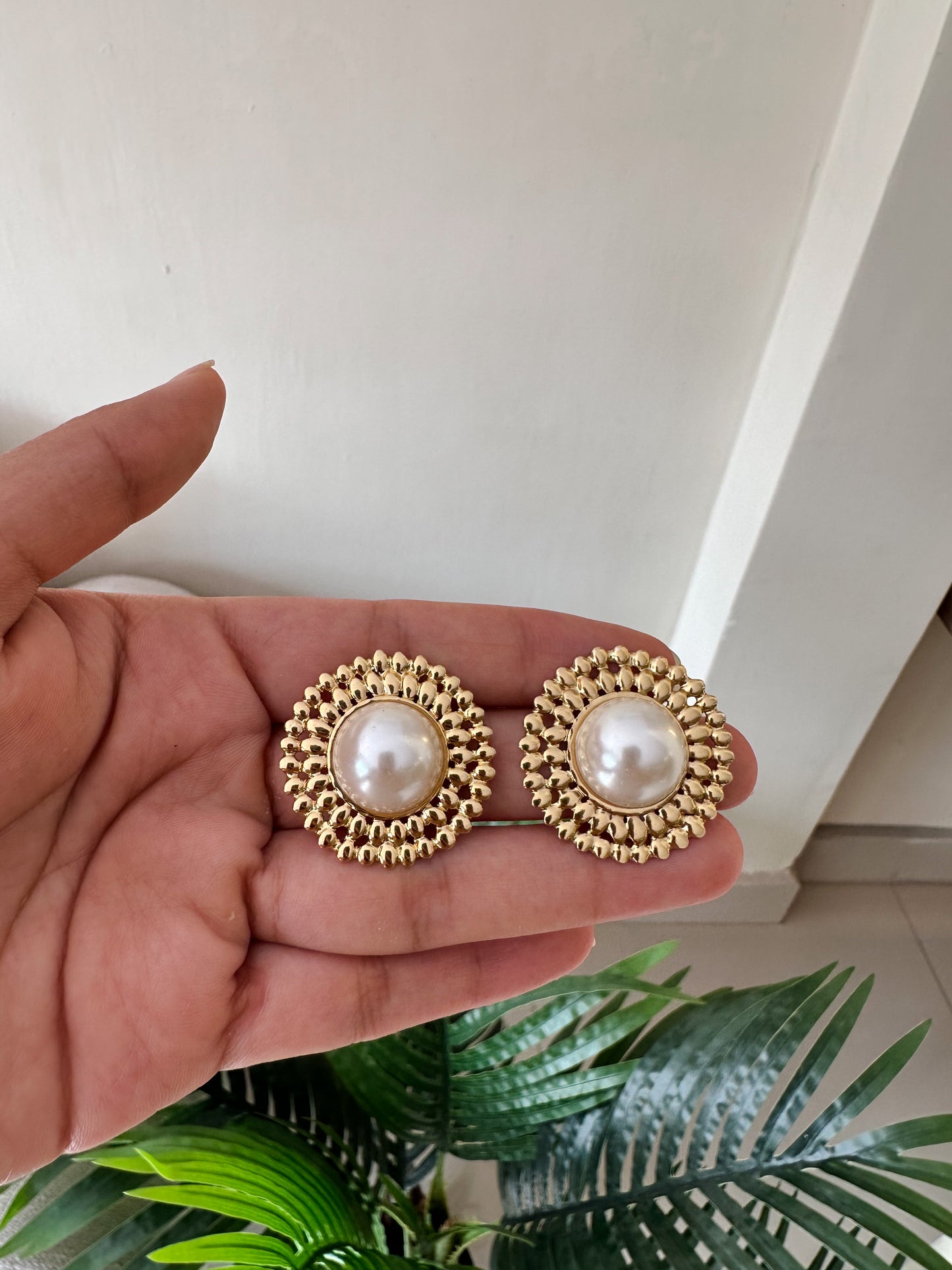 Aretes glam perla grande