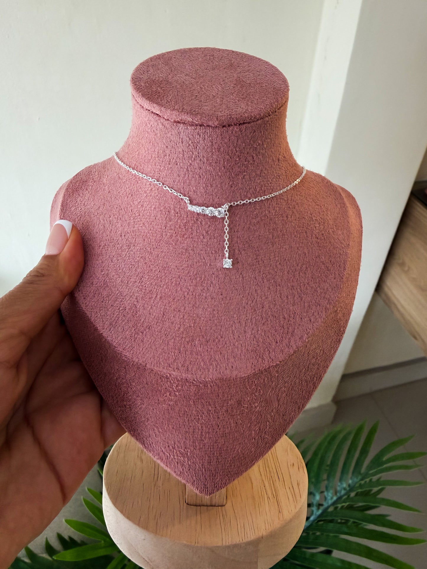 Cadenita cristales plata