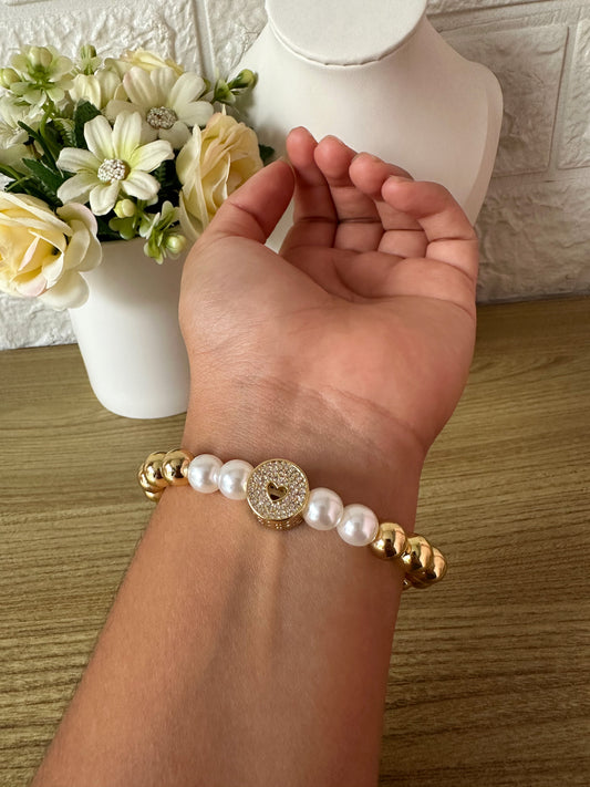 Pulsera balines y perlas