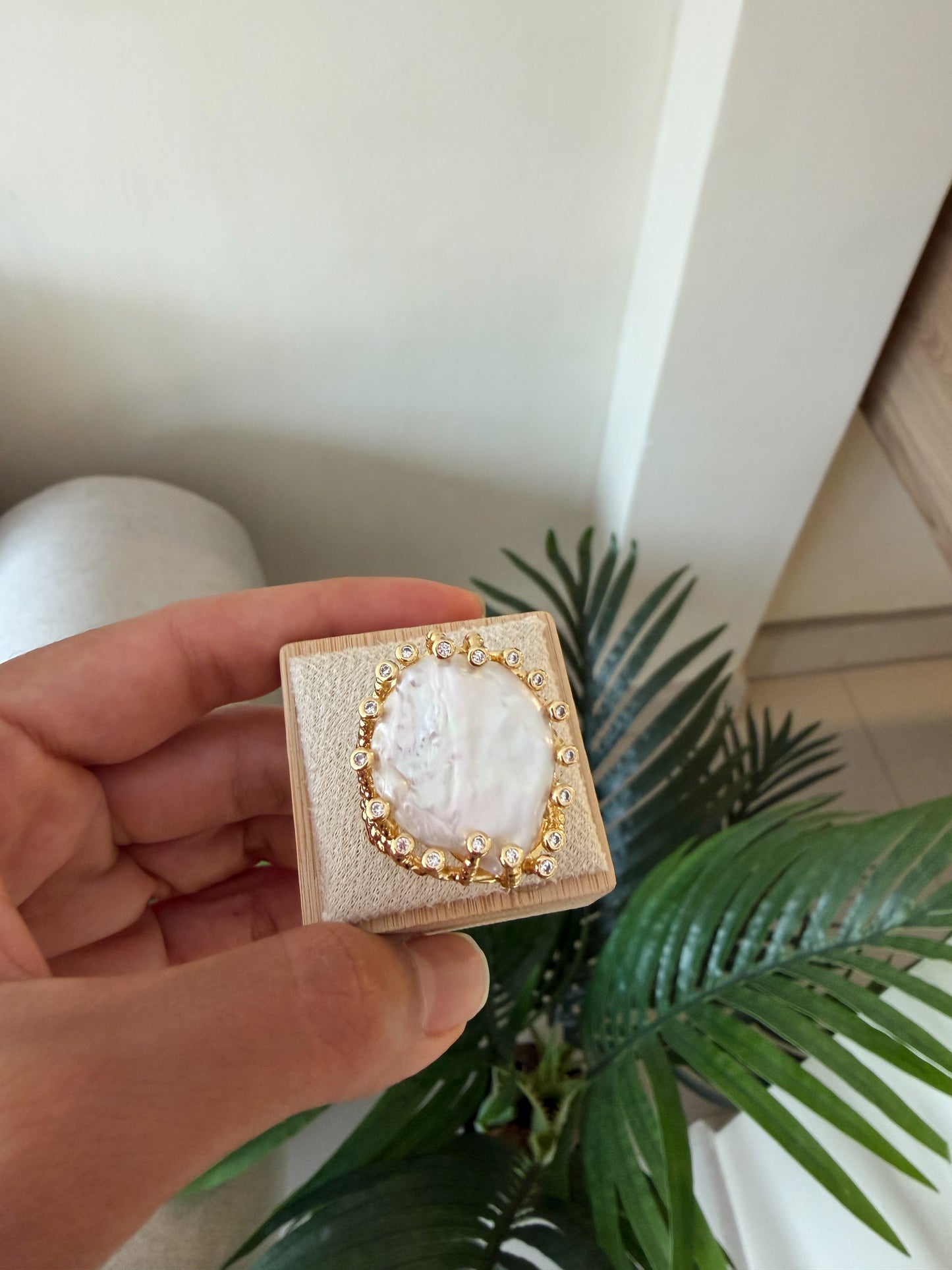 Anillo perla grande