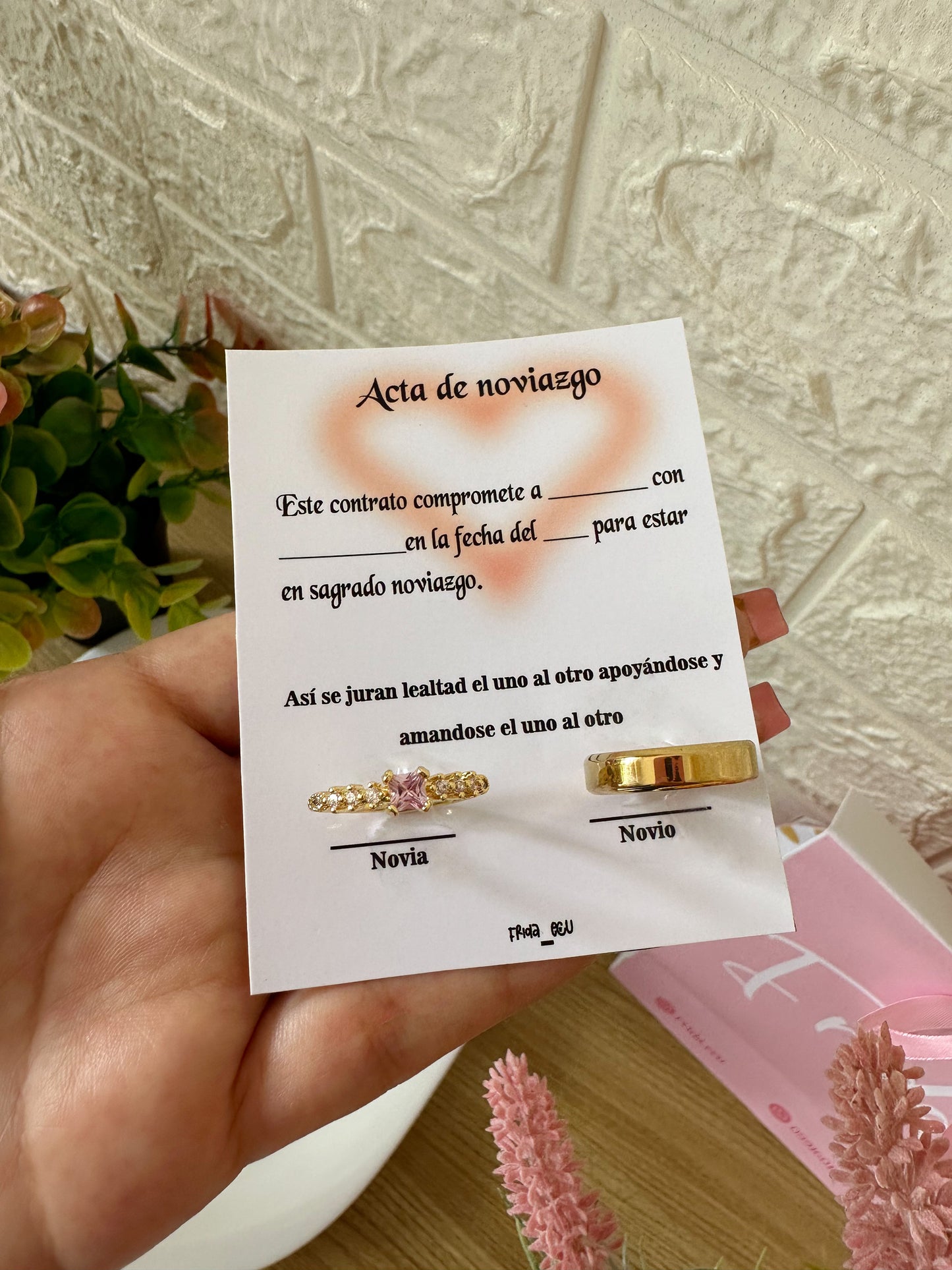 Anillos compartir piedra rosa