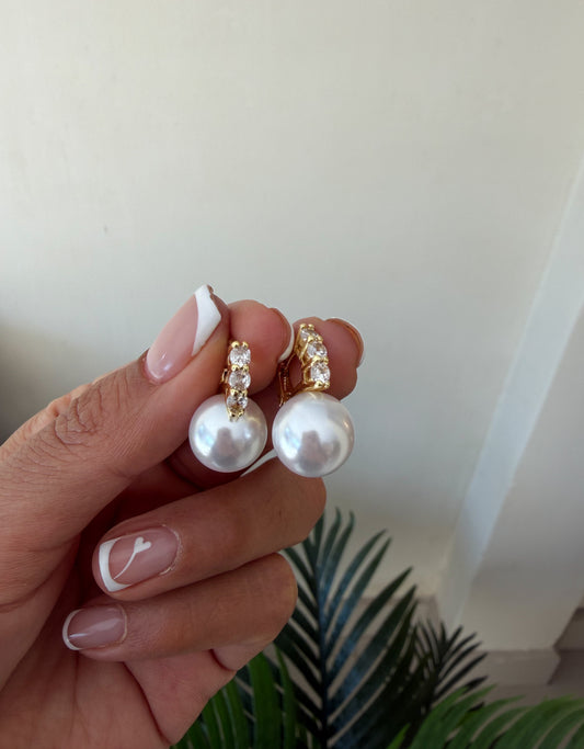 Argollitas perlas brillantes