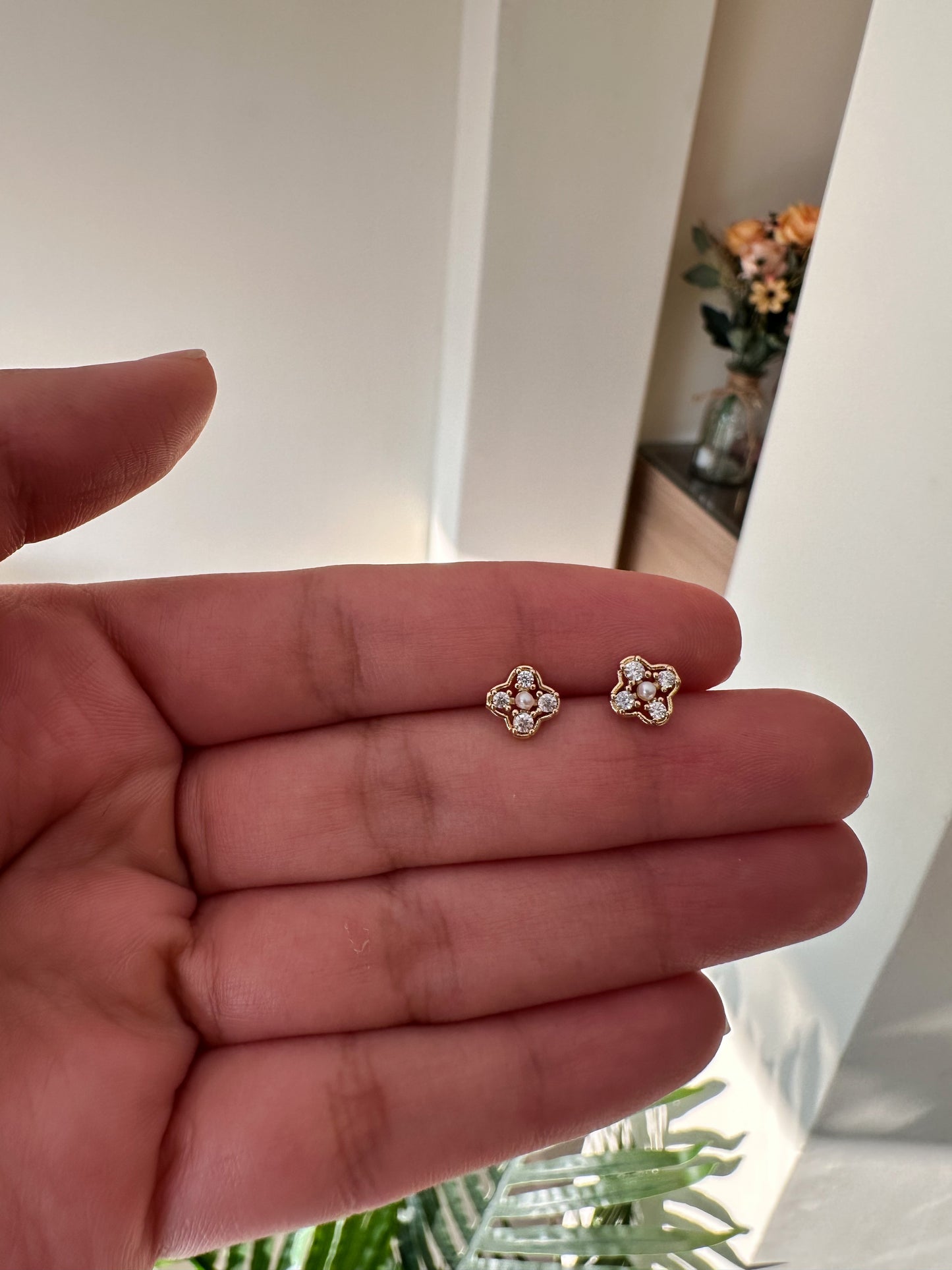 Aretes trébol brillante